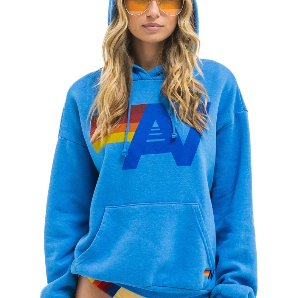 Aviator Nation Blue Rainbow Hoodie